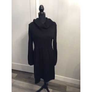 Calvin Klein black sweater dress warm mock turtleneck Size Large L VNC